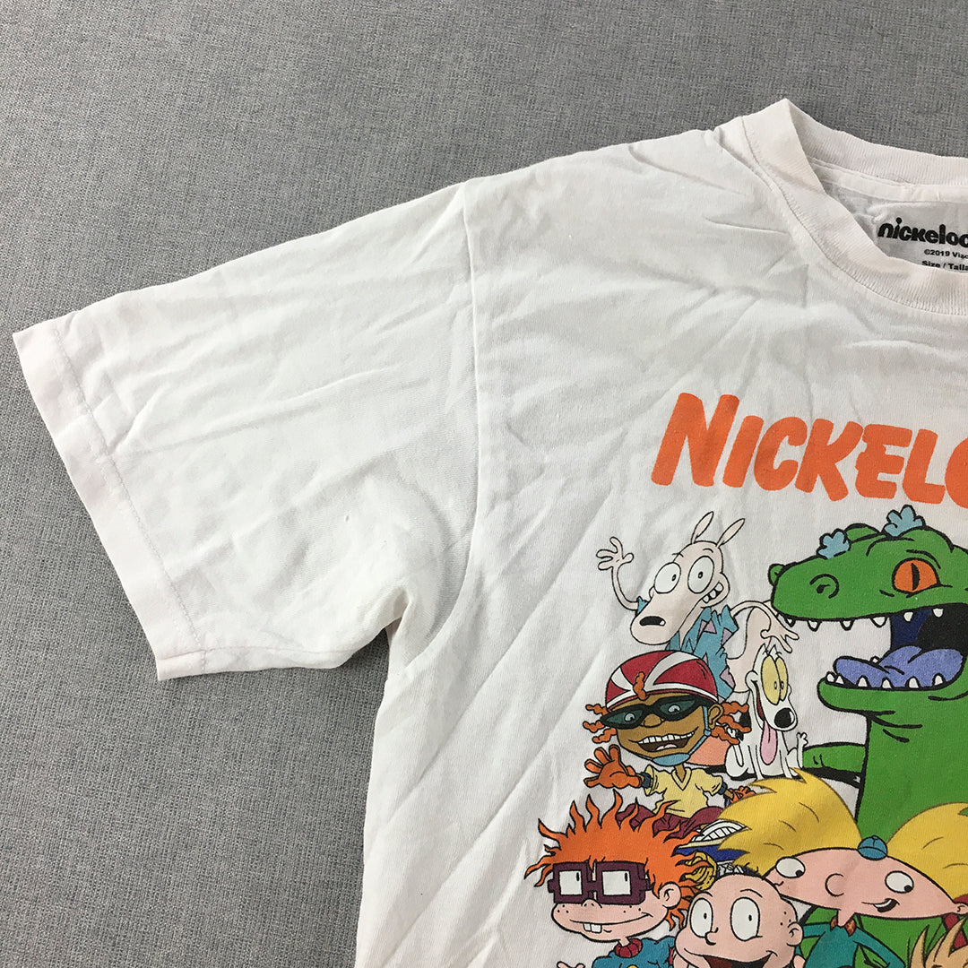 Nickelodeon Kids Girls Cropped Top Size M White Short Sleeve Cartoon T-Shirt