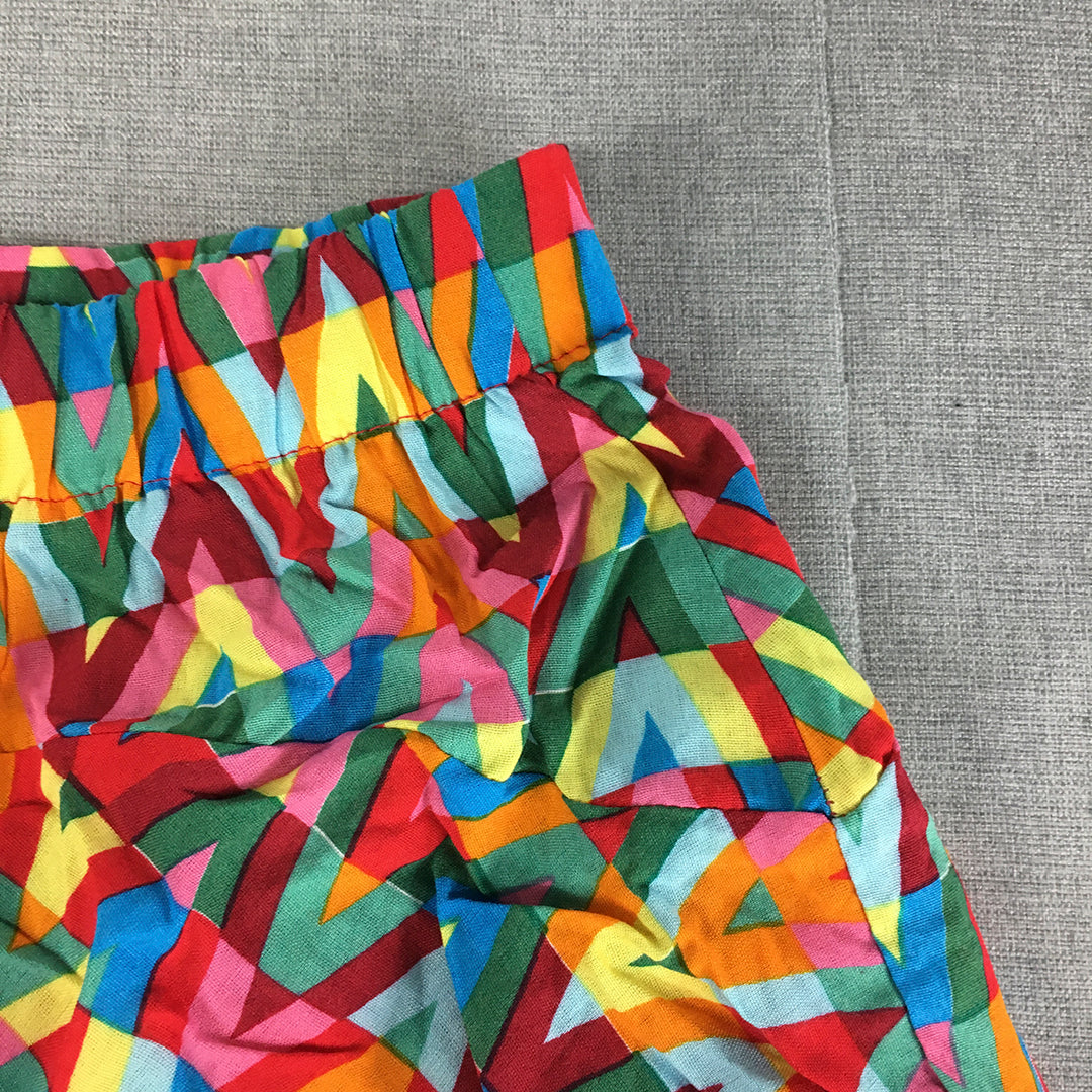 Thanners Womens Mini Skirt Size M/L Pink Green Abstract Geometric