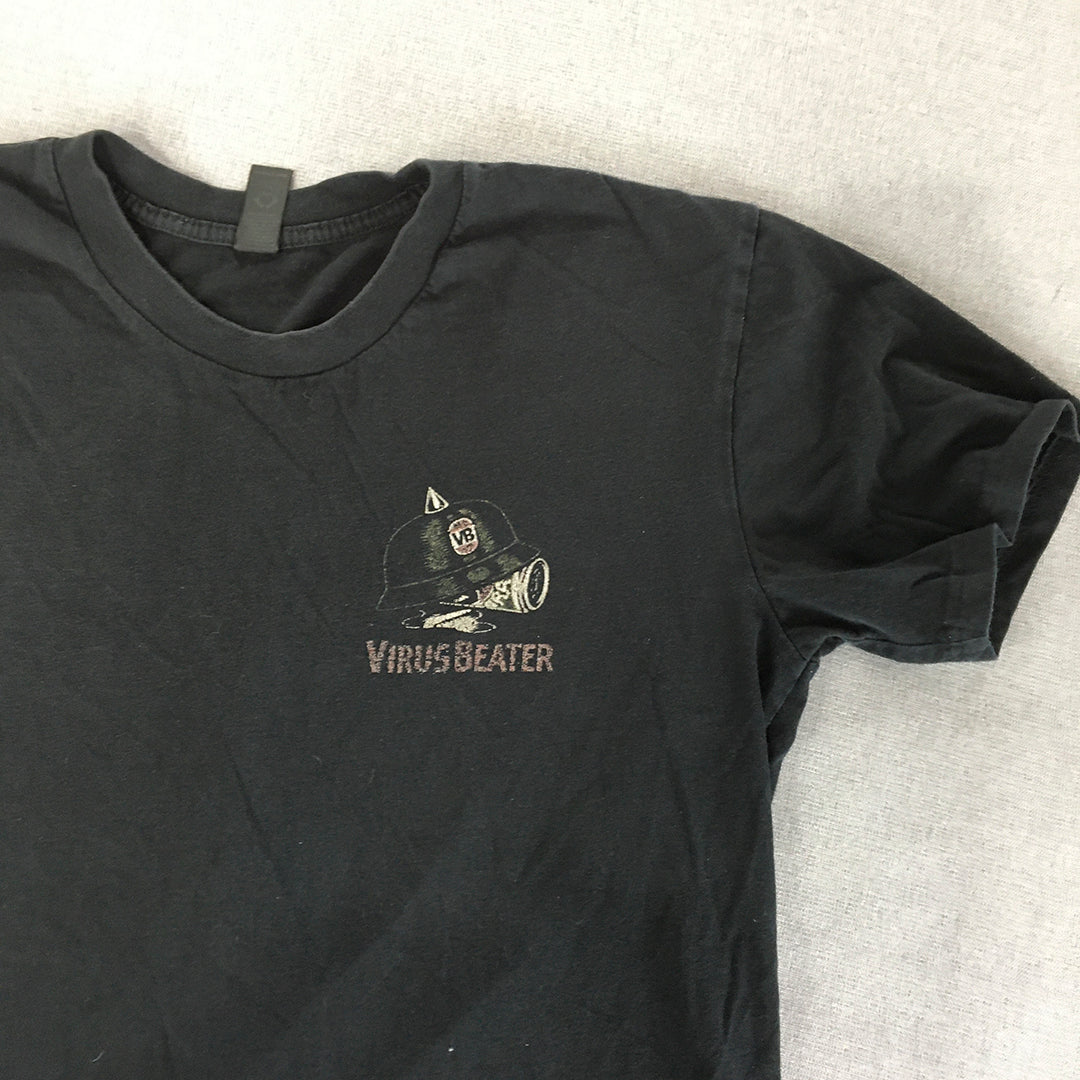 VB Victoria Bitter Mens T-Shirt Size M Black Virus Beater Beer Alcohol Tee