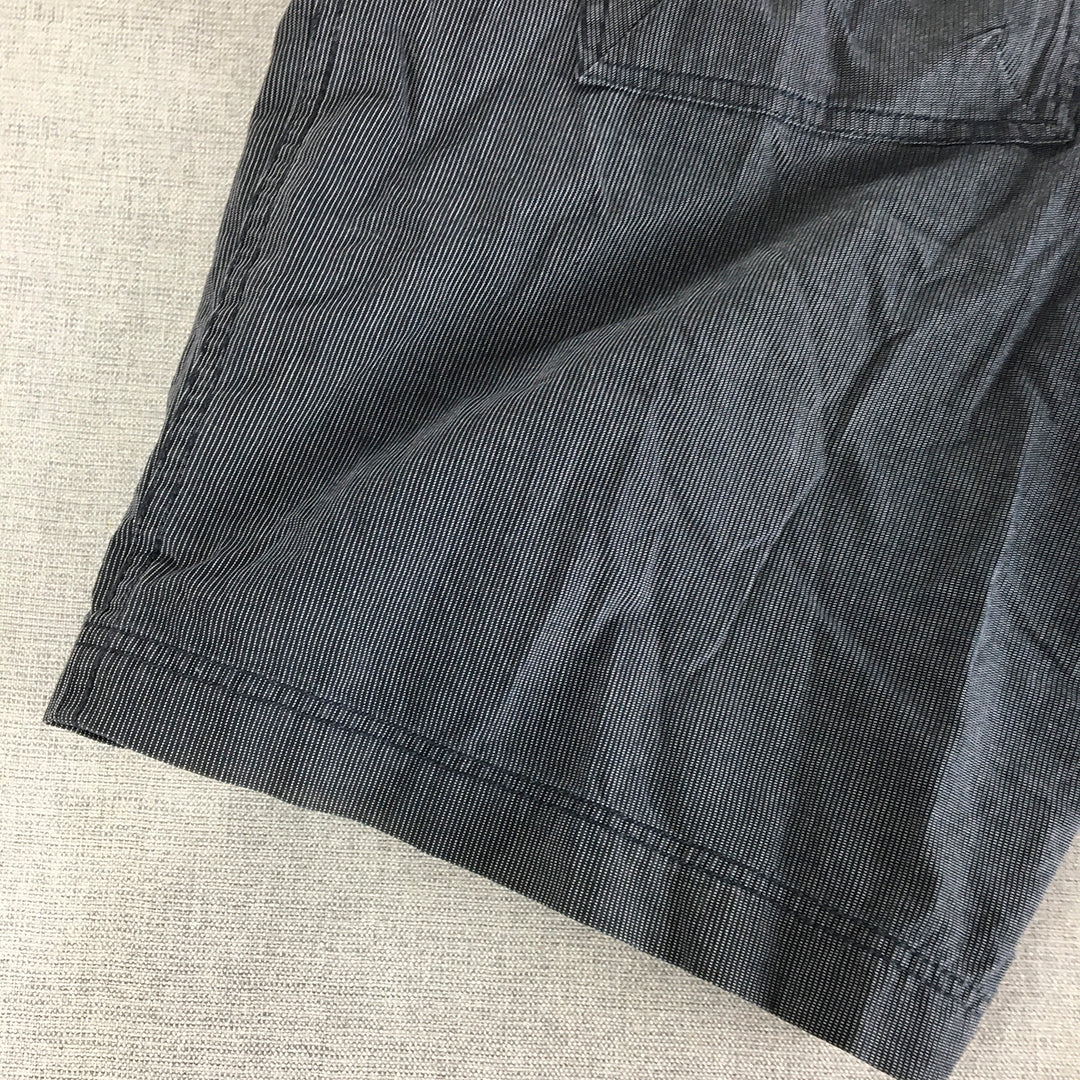 Core Mens Chino Shorts Size 36 Navy Blue Striped Pockets Casual