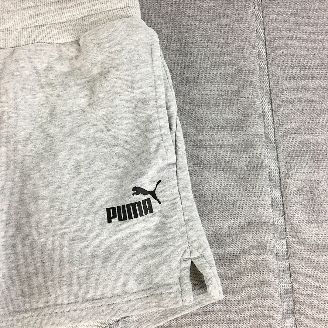 Puma Womens Shorts Size M Grey Logo Pockets Elastic Waist