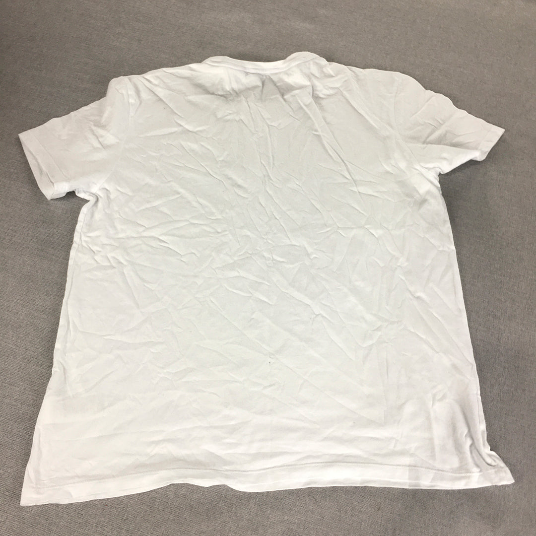 Calvin Klein Mens T-Shirt Size L White Logo Short Sleeve Tee