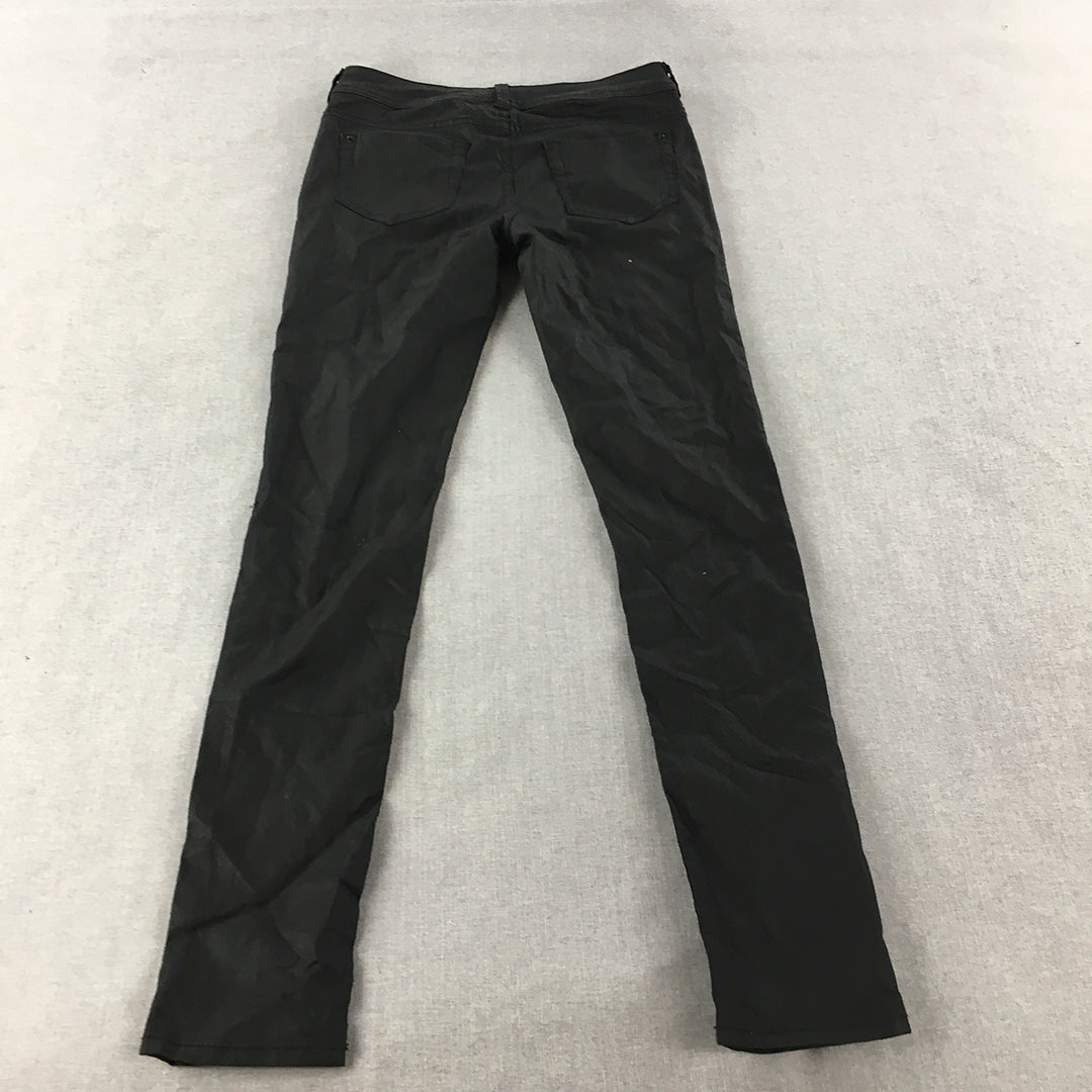 Fn Denim Womens Waxed Skinny Jeans Size 10 Black Stretch Dark Wash