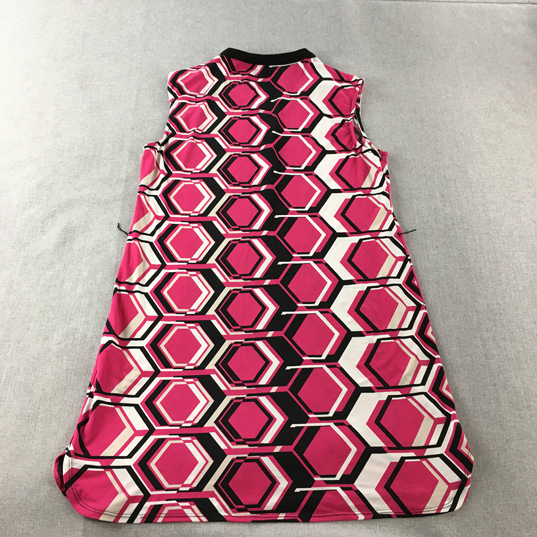 Principles By Ben De Lisi Mini Dress Size 14 Petite Pink Hexagon Geometric