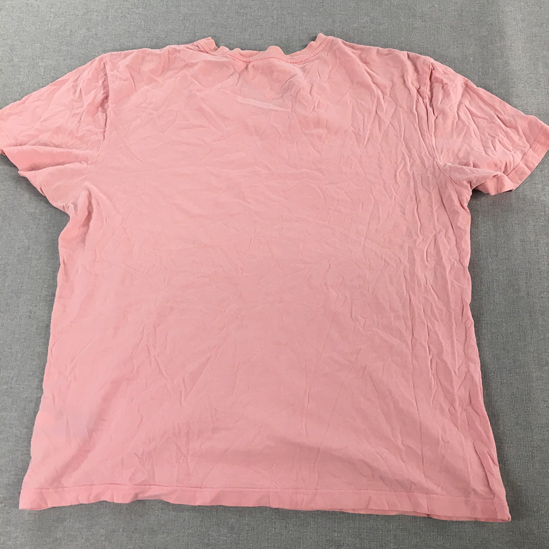 Tommy Hilfiger Mens T-Shirt Size XL Pink Logo Short Sleeve Crew Neck Tee