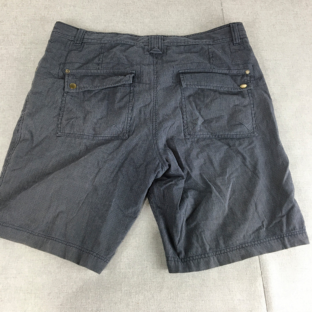 Core Mens Chino Shorts Size 36 Navy Blue Striped Pockets Casual