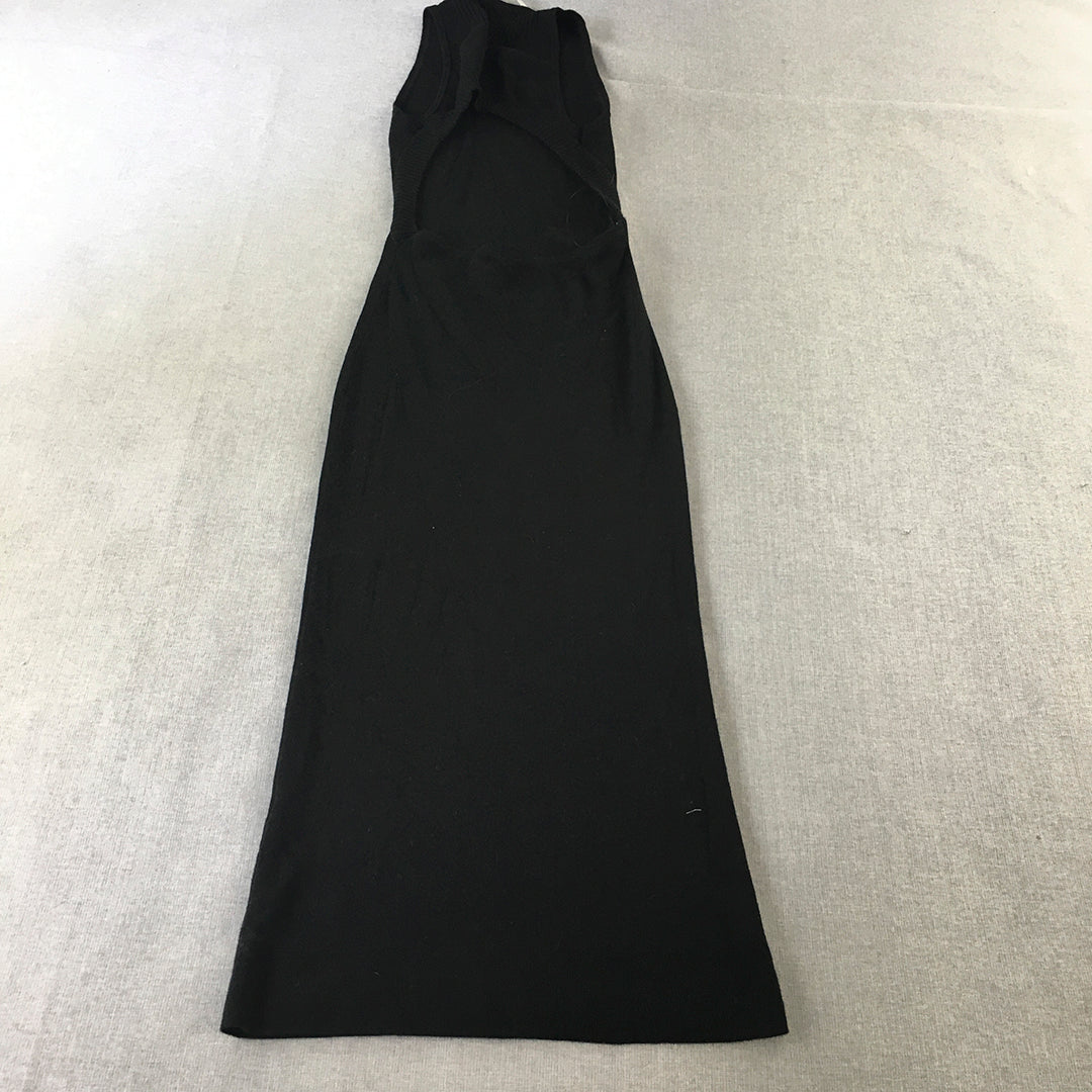 Lover Womens Bodycon Dress Size 8 Black Knit Sleeveless Stretch Midi