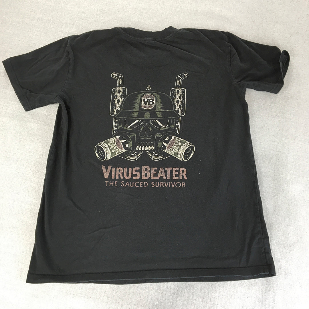 VB Victoria Bitter Mens T-Shirt Size M Black Virus Beater Beer Alcohol Tee