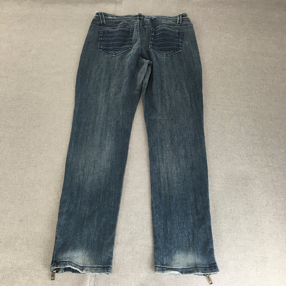 Xrd Denim Womens Skinny Jeans Size 10 Blue Stretch Zipper Hems