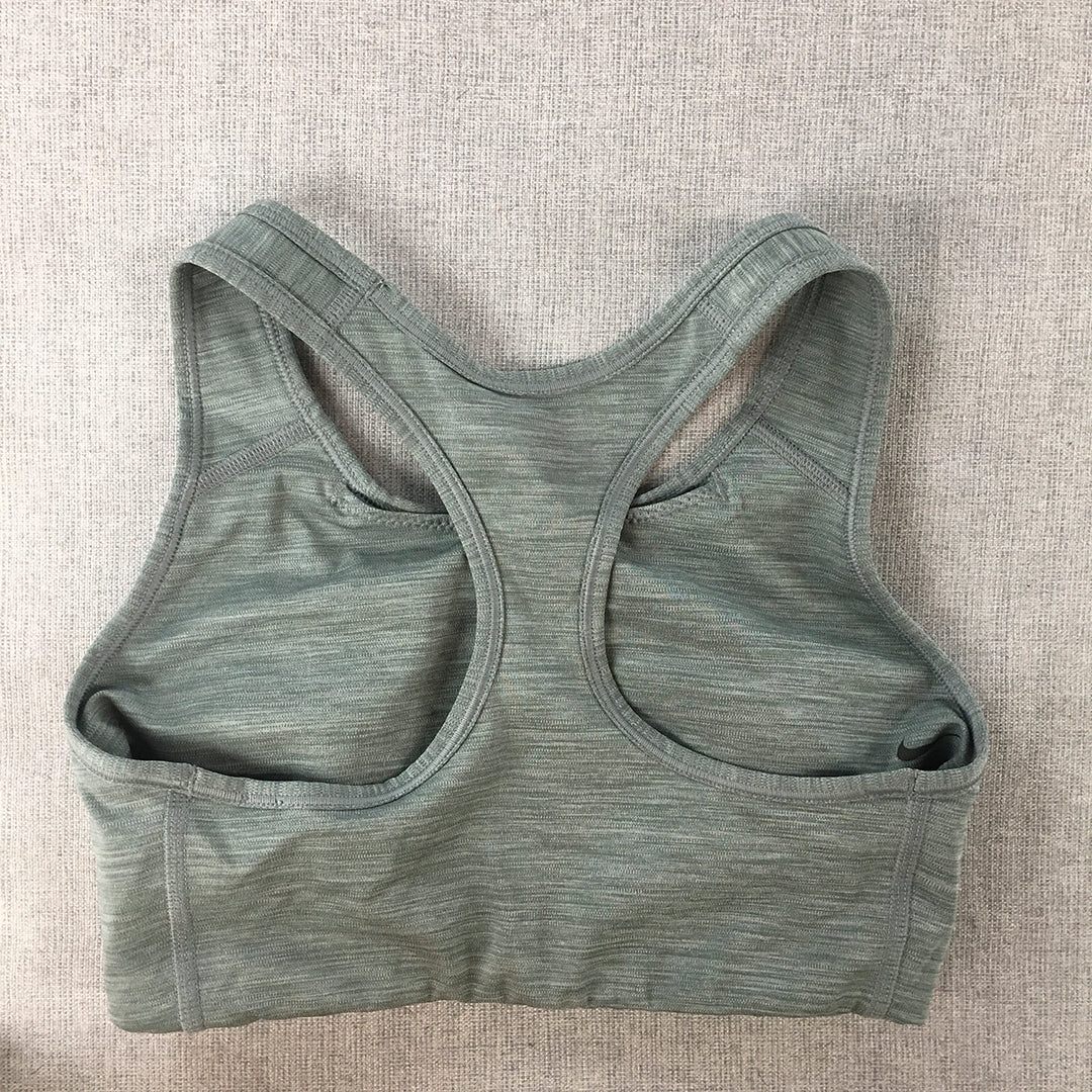 Nike Womens Sports Bra Size XS Grey Swoosh Logo Cropped Top Sleeveless