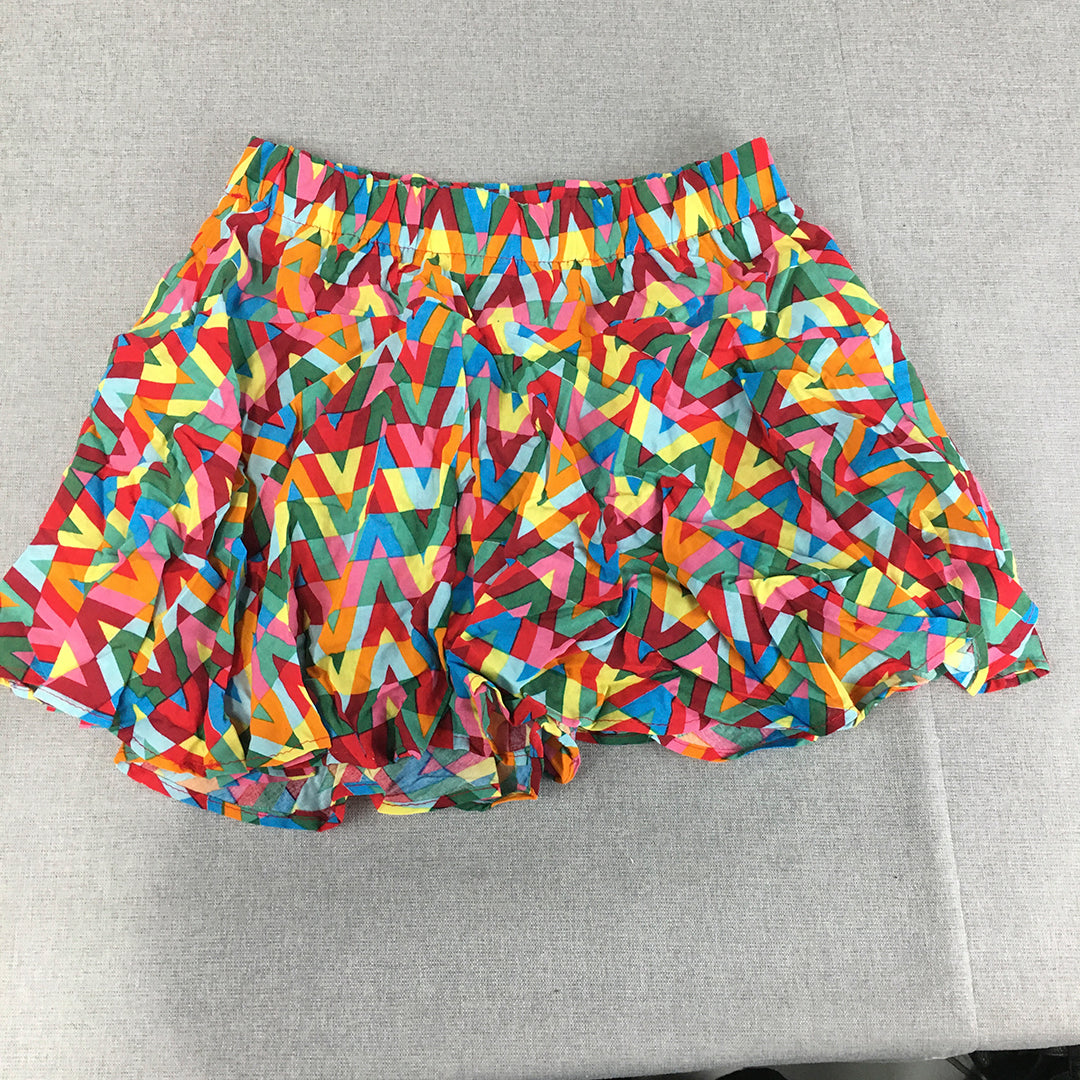 Thanners Womens Mini Skirt Size M/L Pink Green Abstract Geometric