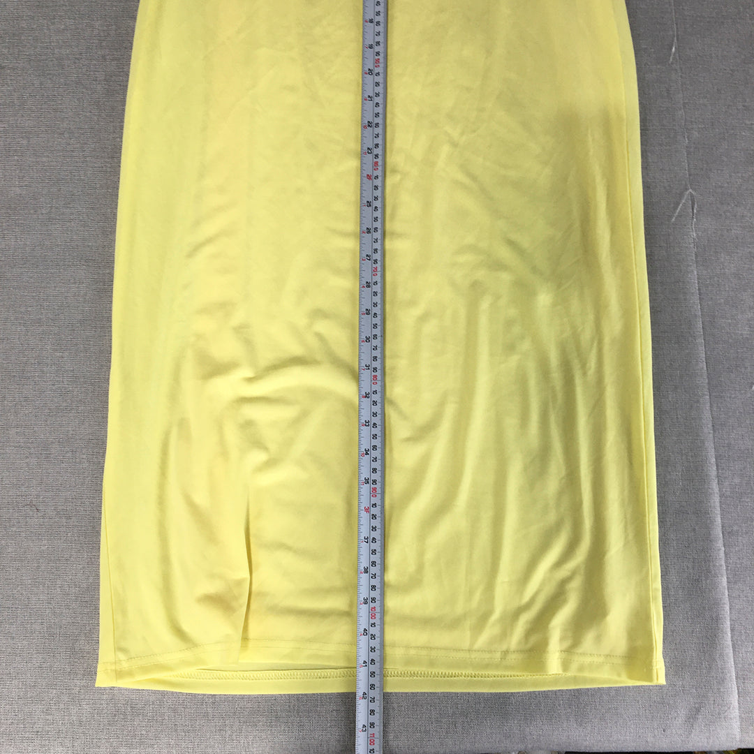 NEW Dazie Womens Dress Size 10 Yellow Midi Stretch Farbic Spaghetti Strap