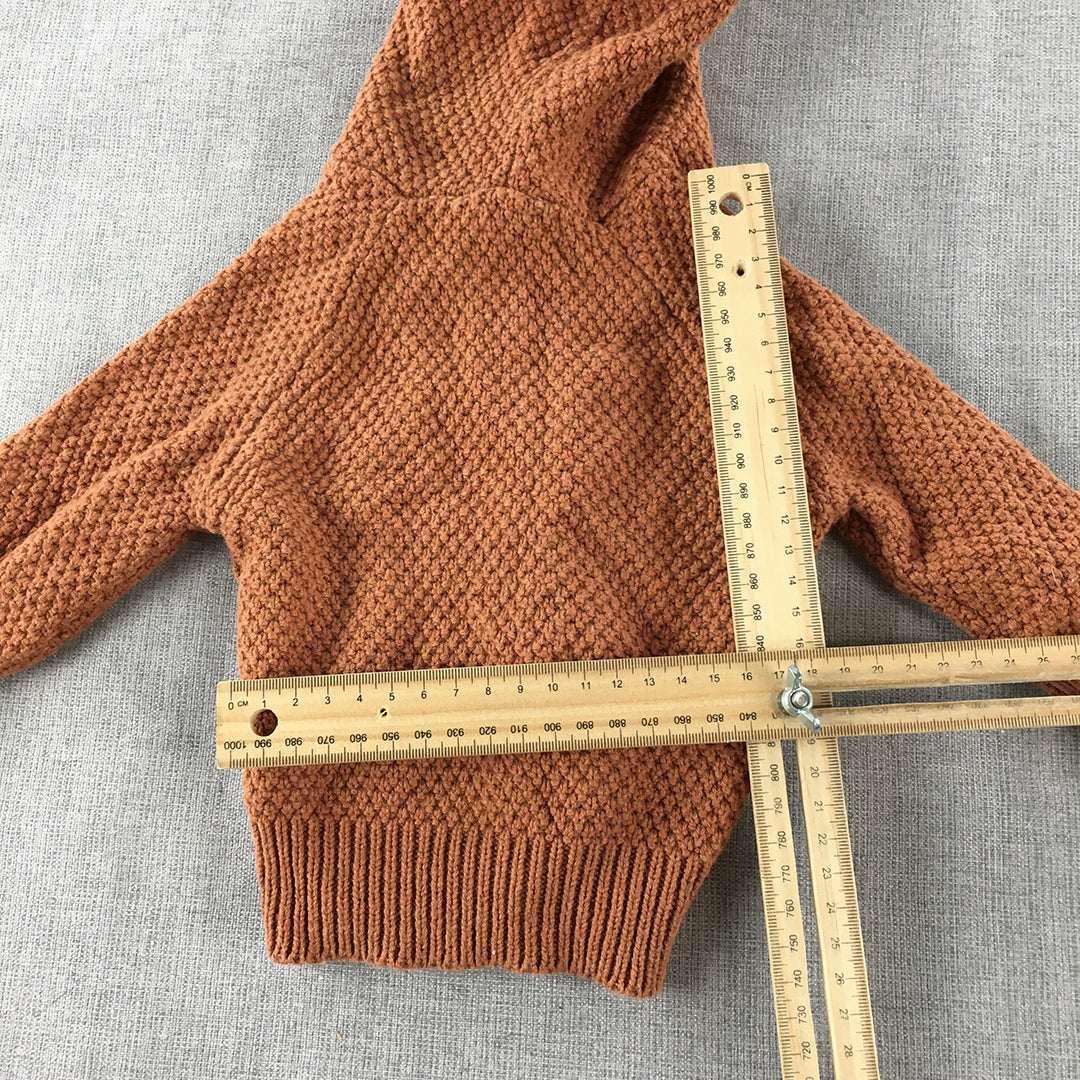 Jamie Kay Baby Cardigan Size 0 - 3 Months Brown Button Up Cable Knit Hoodie