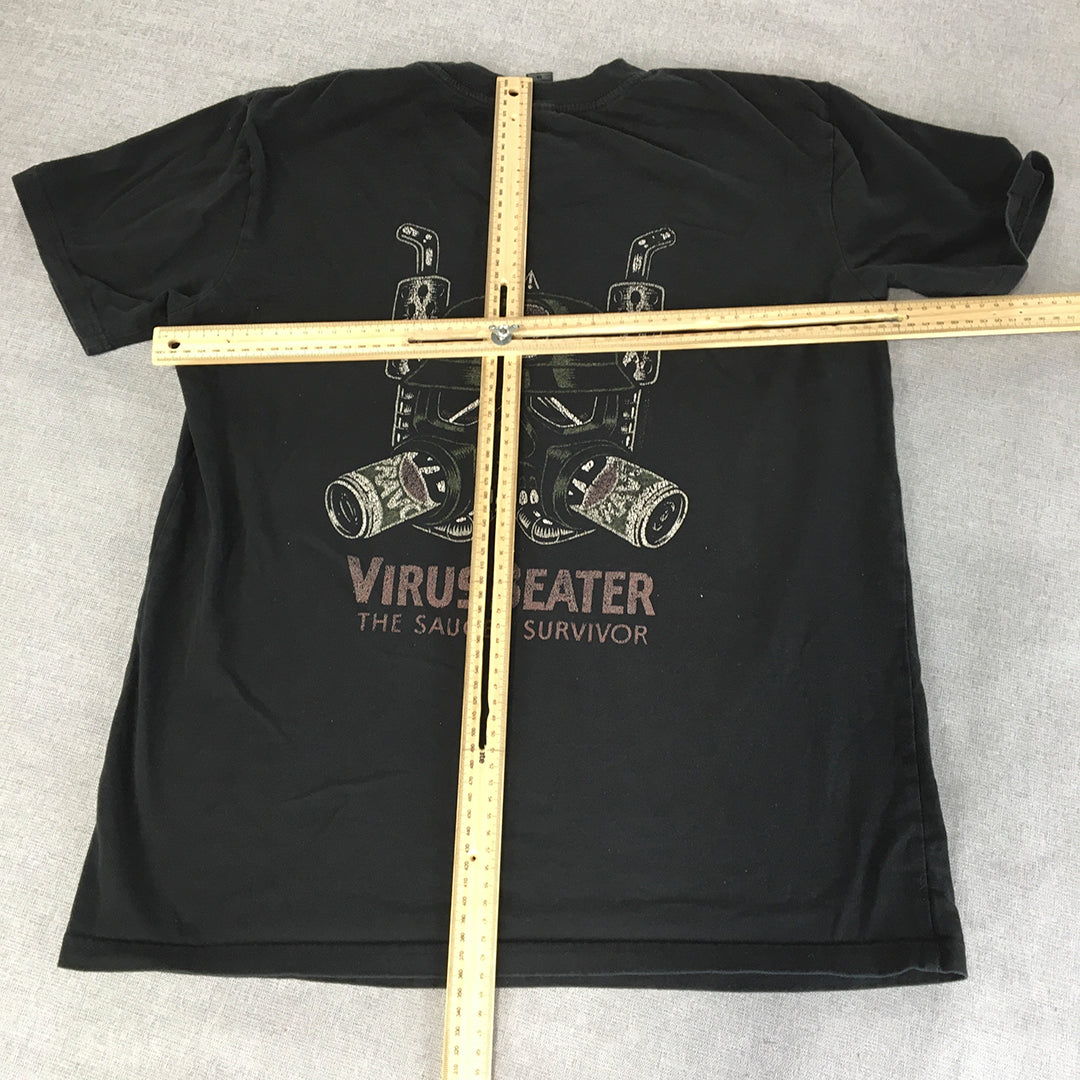 VB Victoria Bitter Mens T-Shirt Size M Black Virus Beater Beer Alcohol Tee