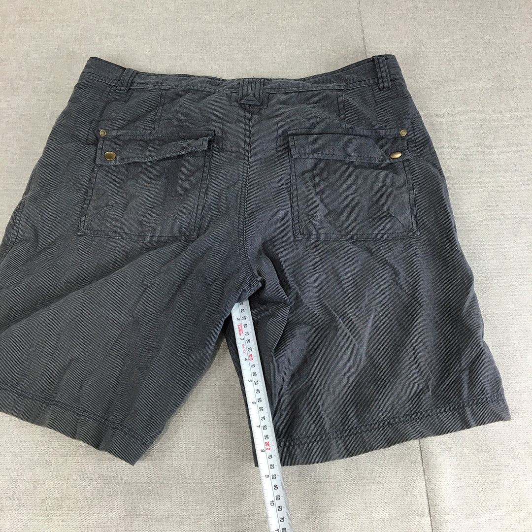 Core Mens Chino Shorts Size 36 Navy Blue Striped Pockets Casual