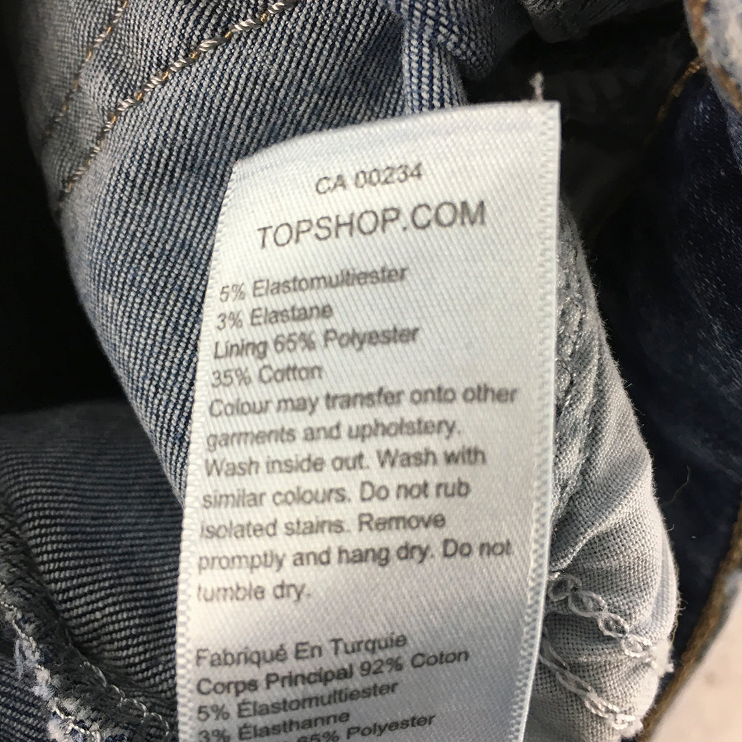 Topshop Womens Skinny Jeans Size 34 Blue Dark Wash Stretch Denim