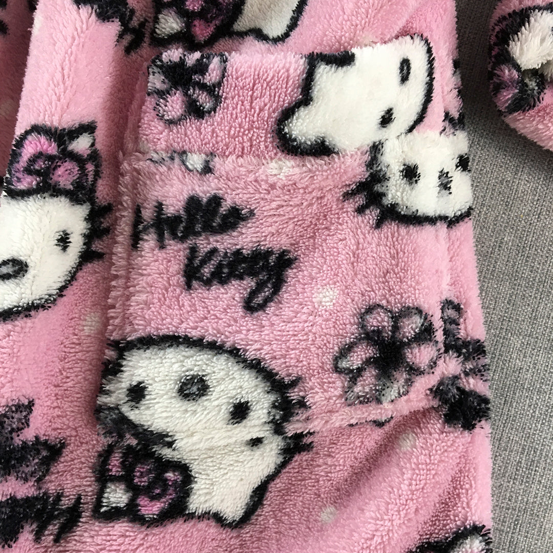 Hello Kitty Kids Girls Dressing Gown Size 5 Pink Fleeve Robe