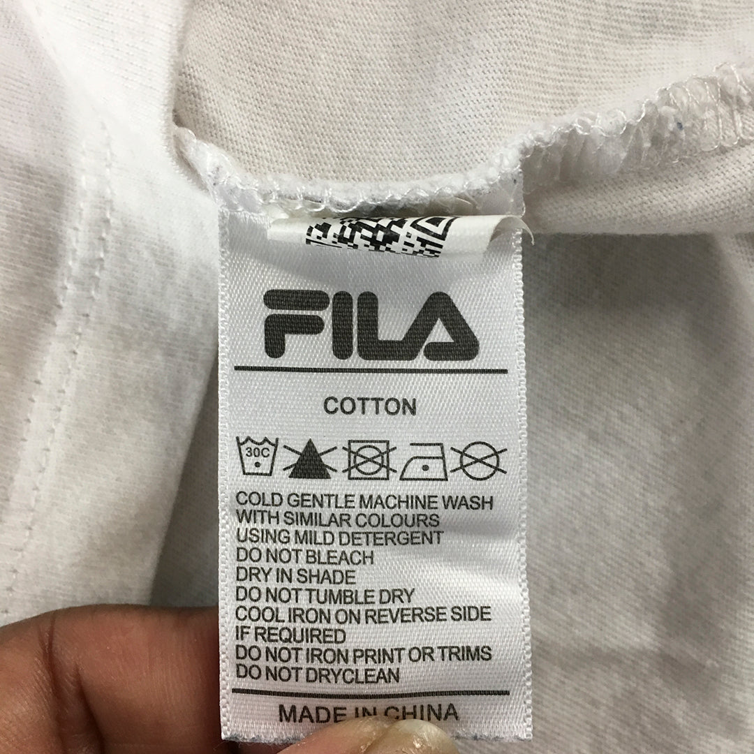 FILA Womens Cropped Top Size XS White Logo Short Sleeve Crew Neck T-Shirt