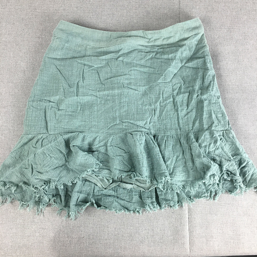 Ava & Ever Womens Mini Skirt Size 10 Blue Raw Hem