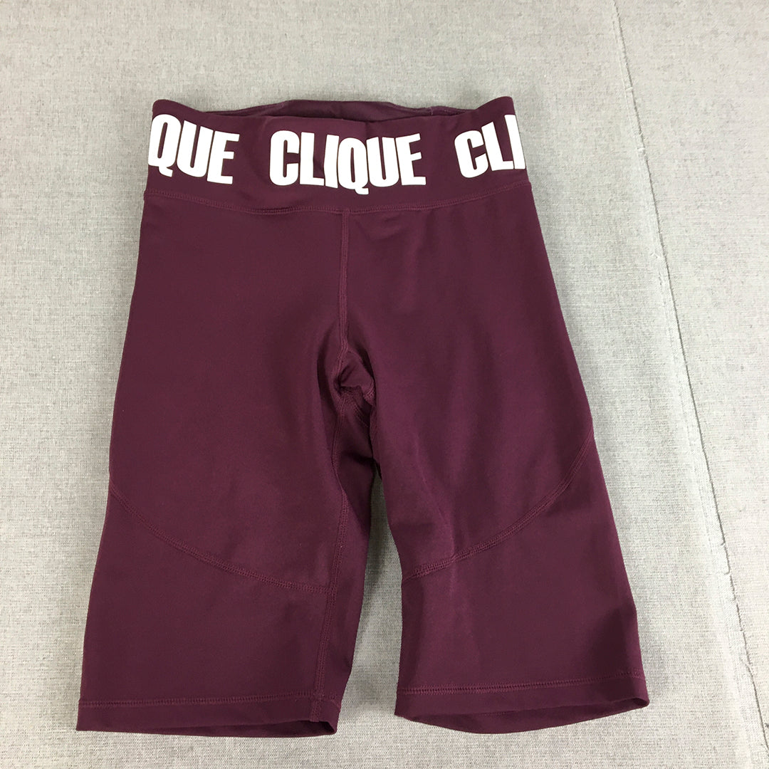 Clique Womens Legging Shorts Size 10 Purple Gym Workout Activewear Bike