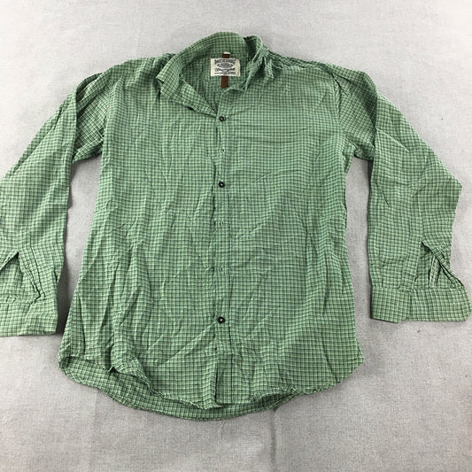 Wrangler Mens Shirt Size XL Slim Fit Green Checkered Long Sleeve Button-Up