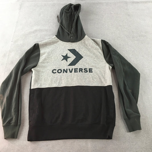 Converse Mens Hoodie Sweater Size S Green Black Logo Pullover Jumper