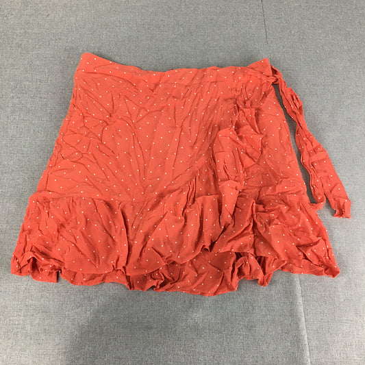 Saba Womens Mini Skirt Size 12 Orange Dot Wrap