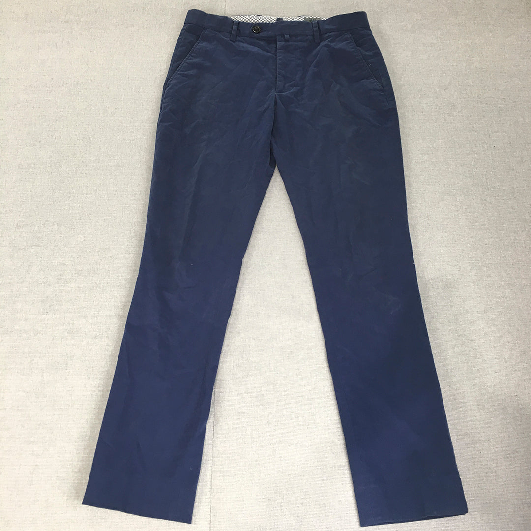 H&M Mens Dress Pants Size 30 Blue Slim Fit Straight Pockets