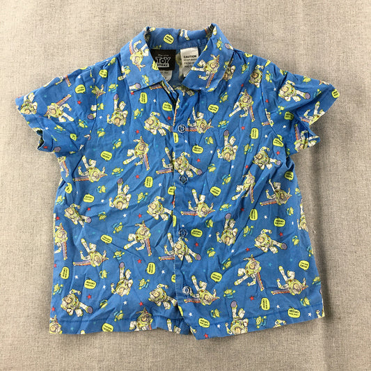 Toy Story Pajama Top Size 3 Blue Button Up Sleepwear Shirt