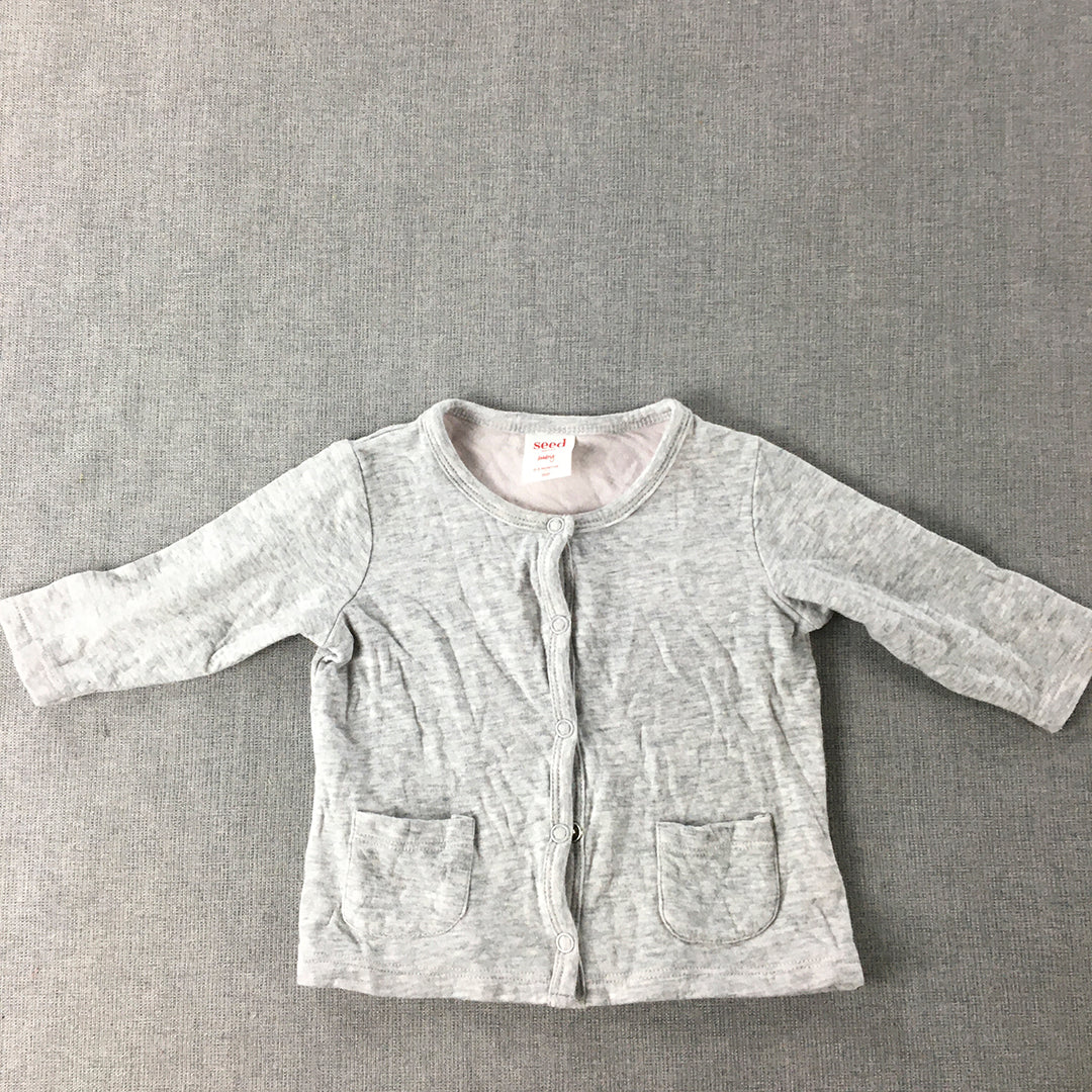 Seed Heritage Baby Top Size 000 (0 - 3 Months) Grey Snap Button Long Sleeve