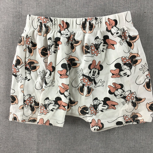 Disney Minnie Mouse Girls Shorts Size 2 Baby Toddler White Elastic Waist