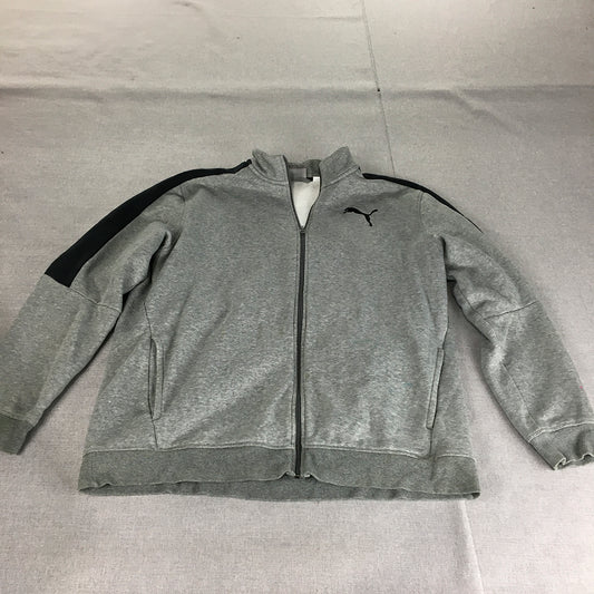 Puma Mens Jacket Size XL Grey Logo Zip-Up Pockets Windbreaker Coat