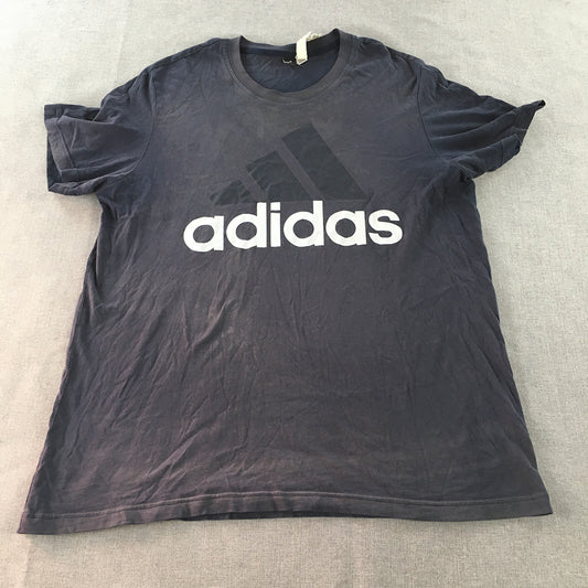 Adidas Mens T-Shirt Size XL Navy Blue Logo Crew Neck Short Sleeve Tee