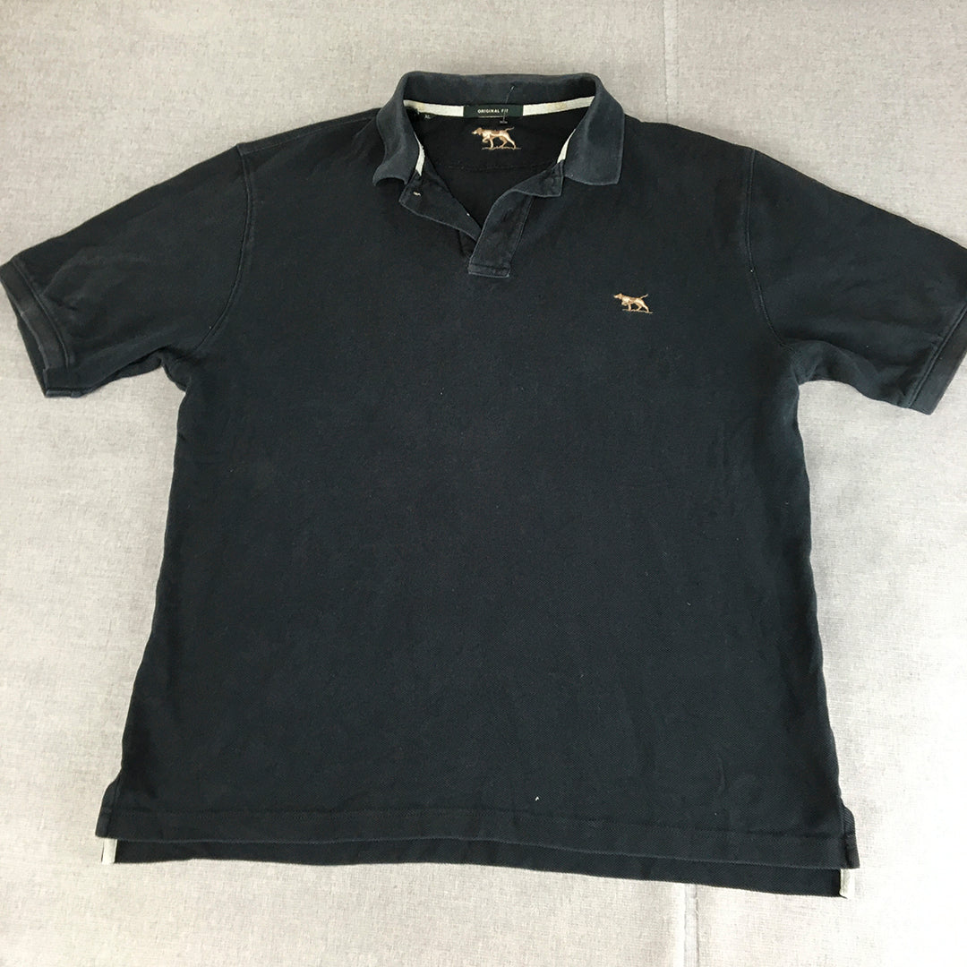 Rodd & Funn Mens Polo Shirt Size XL Original Fit Navy Blue Logo Collared Rugby