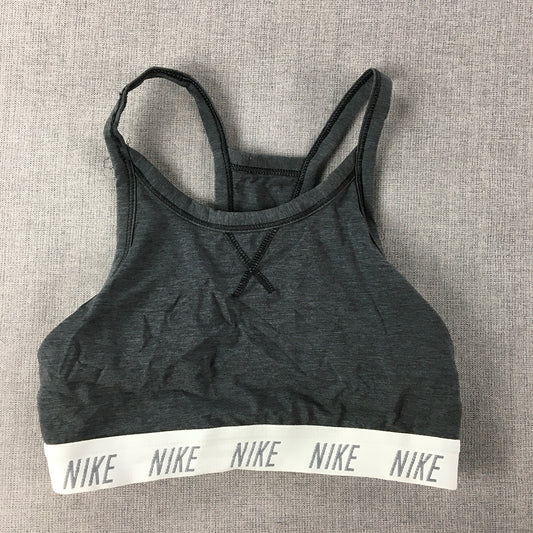 Nike Womens Sports Bra Size XS Grey Logo Cropped Top