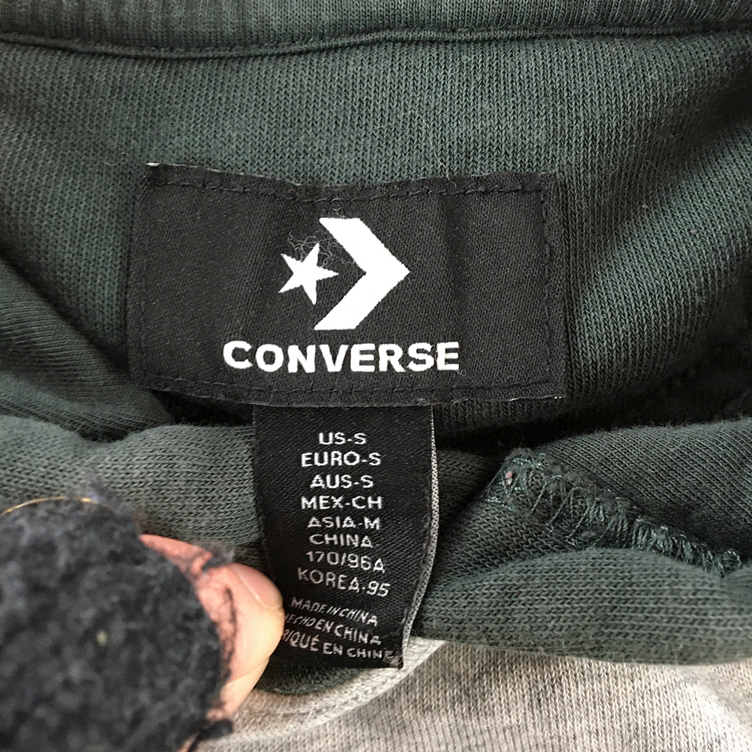 Converse Mens Hoodie Sweater Size S Green Black Logo Pullover Jumper