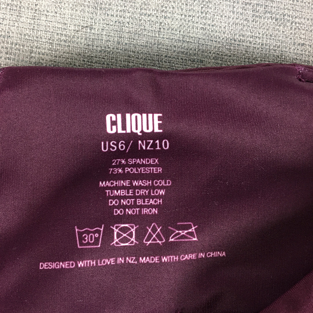 Clique Womens Legging Shorts Size 10 Purple Gym Workout Activewear Bike