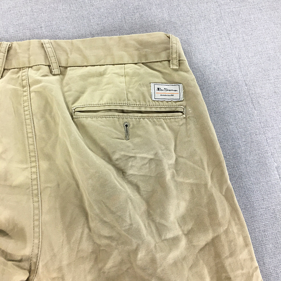 Ben Sherman Mens Chino Pants Size 32 Brown Pockets