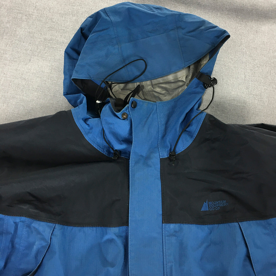 Mountain Equipment Co-Op Mens Jacket Size XL Blue Outdoor Hooded Zip-Up Coat