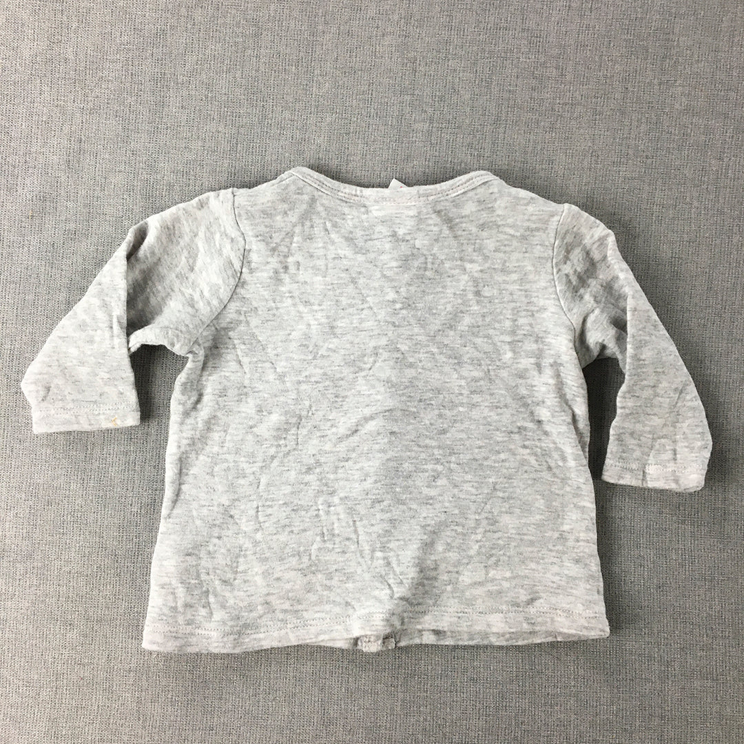 Seed Heritage Baby Top Size 000 (0 - 3 Months) Grey Snap Button Long Sleeve