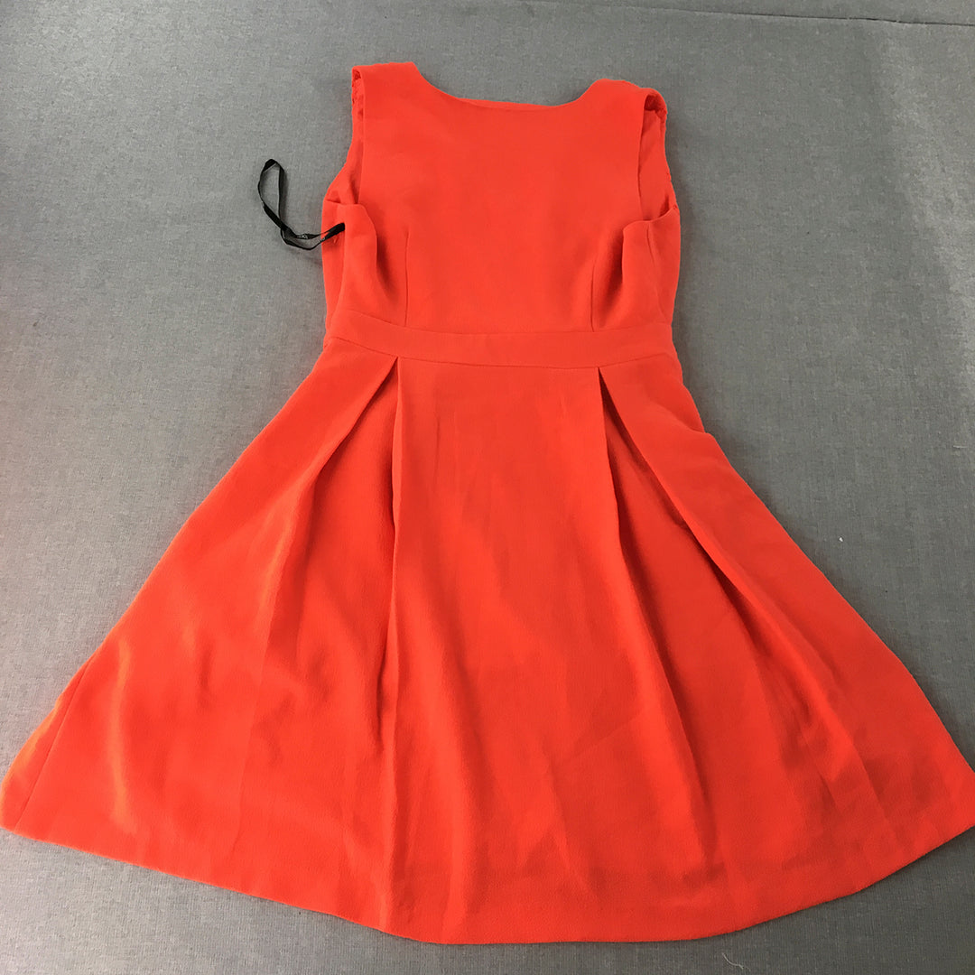 Tokito Womens Fit & Flare Dress Size 10 Coral Red Sleeveless Pleated Mini