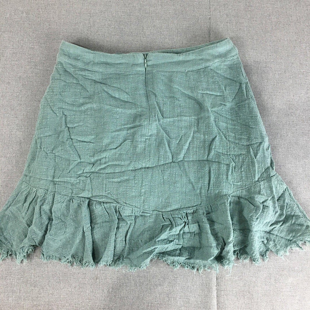 Ava & Ever Womens Mini Skirt Size 10 Blue Raw Hem