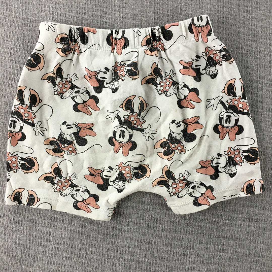 Disney Minnie Mouse Girls Shorts Size 2 Baby Toddler White Elastic Waist