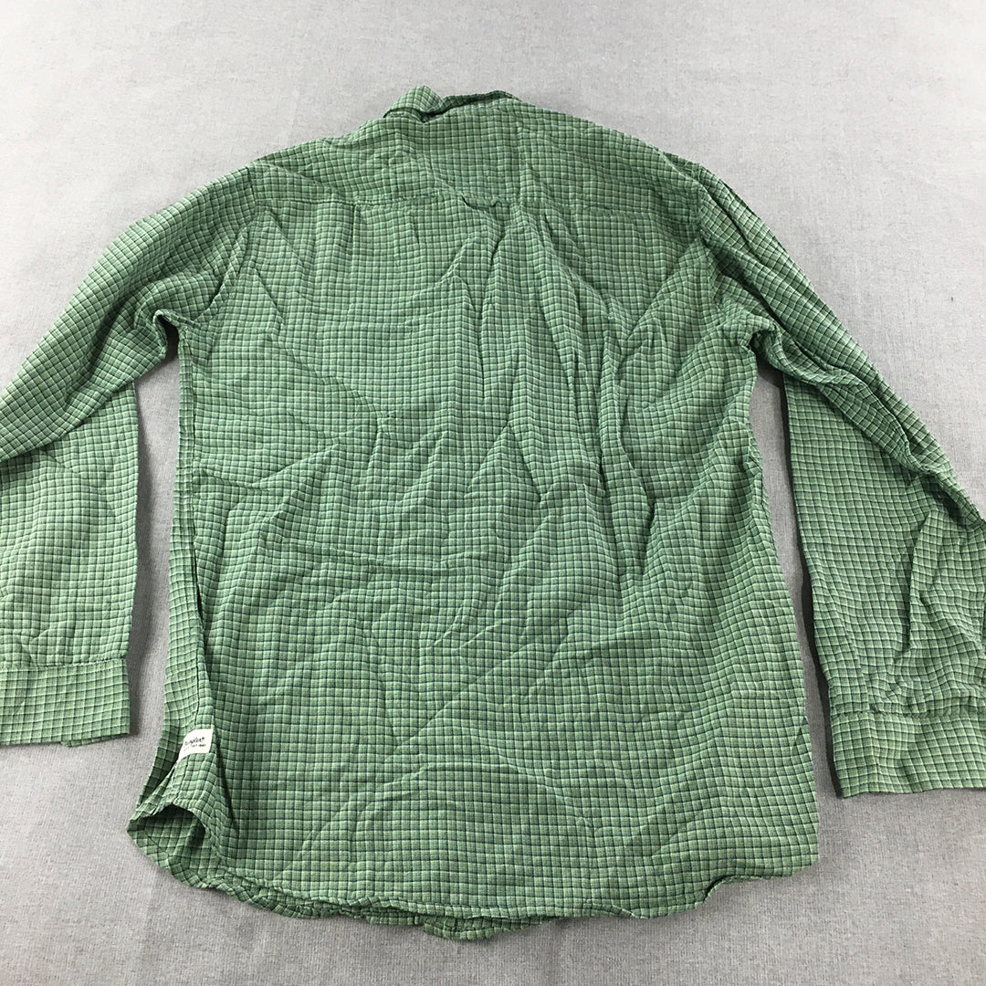 Wrangler Mens Shirt Size XL Slim Fit Green Checkered Long Sleeve Button-Up