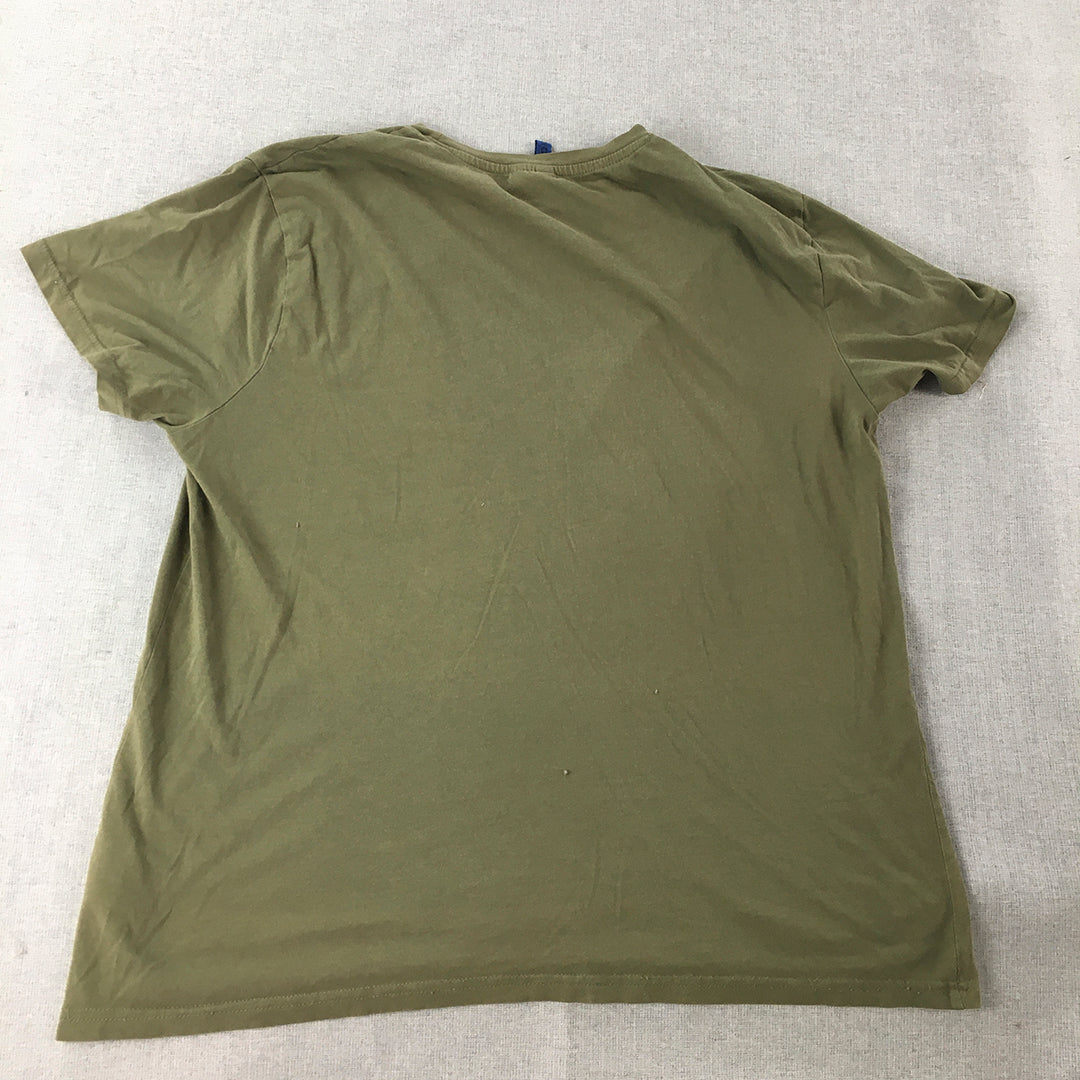 H&M Womens T-Shirt Size XL Khaki Green Short Sleeve Crew Neck Top