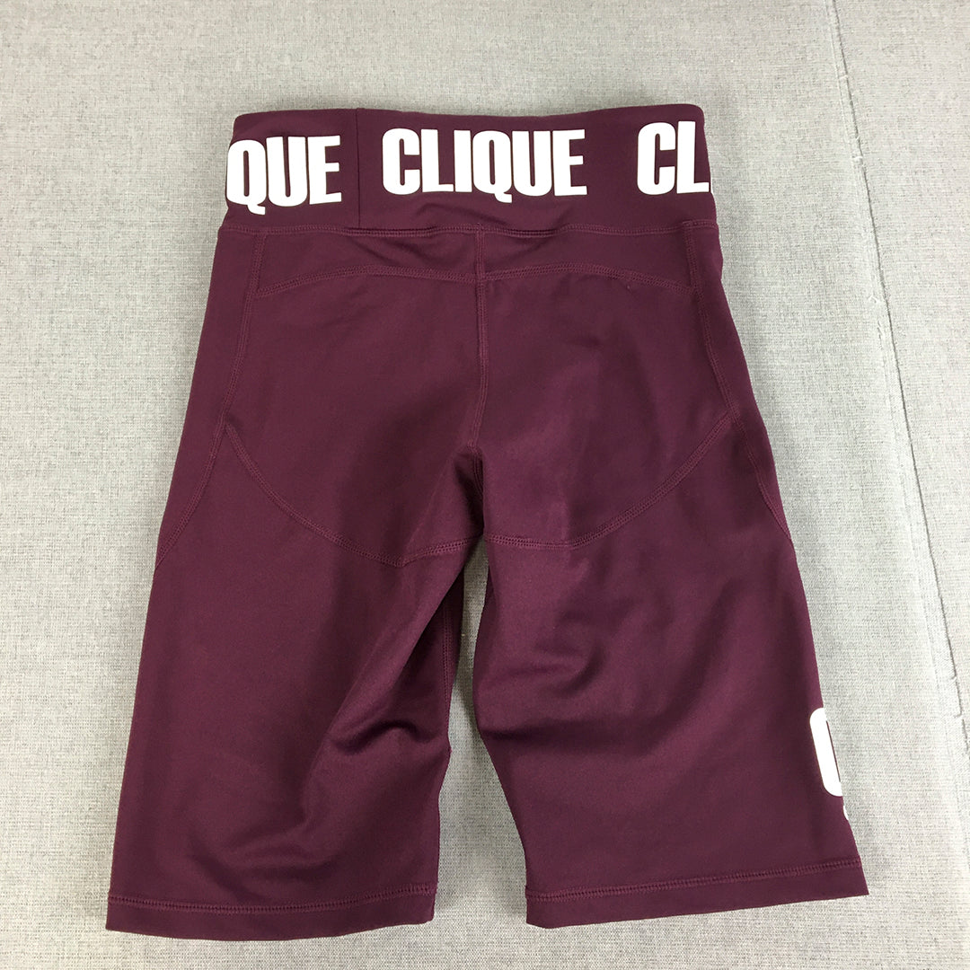 Clique Womens Legging Shorts Size 10 Purple Gym Workout Activewear Bike