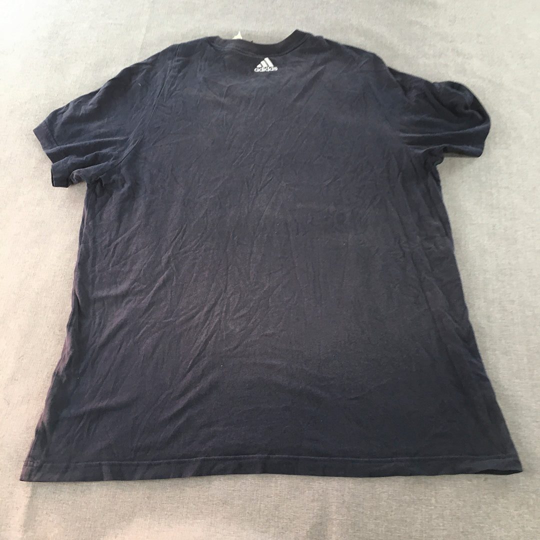 Adidas Mens T-Shirt Size XL Navy Blue Logo Crew Neck Short Sleeve Tee