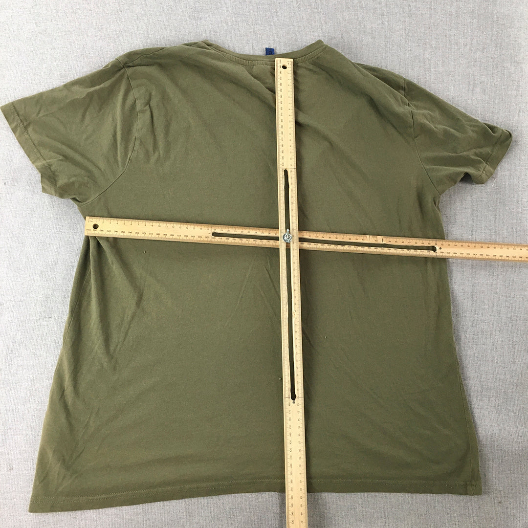 H&M Womens T-Shirt Size XL Khaki Green Short Sleeve Crew Neck Top