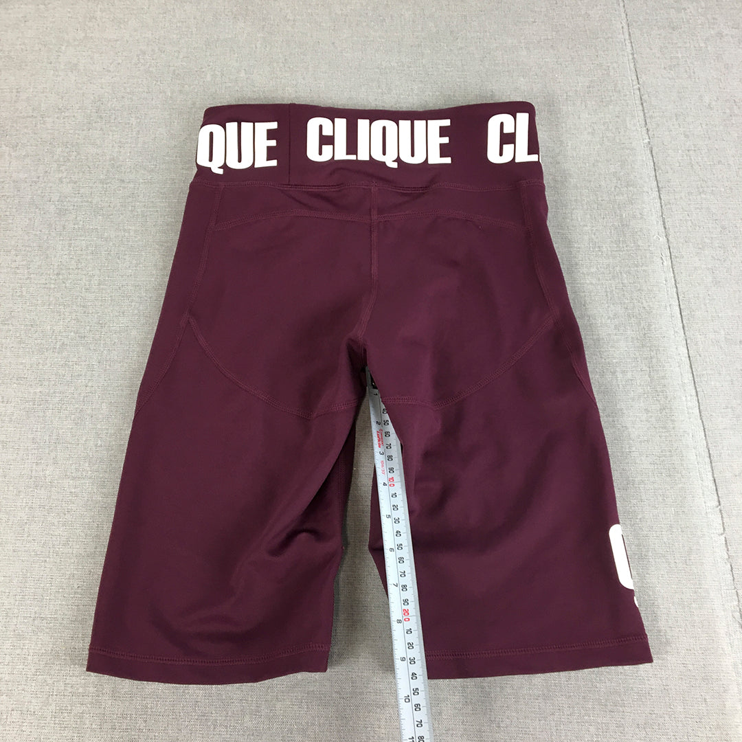 Clique Womens Legging Shorts Size 10 Purple Gym Workout Activewear Bike