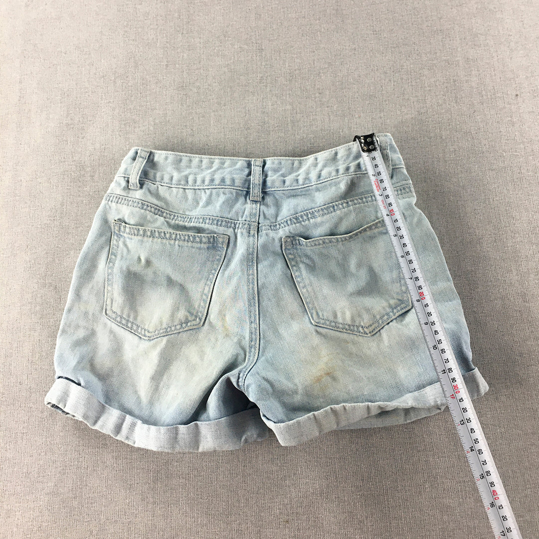 Wakee Denim Womens Shorts Size 8 Blue Light Wash Pockets